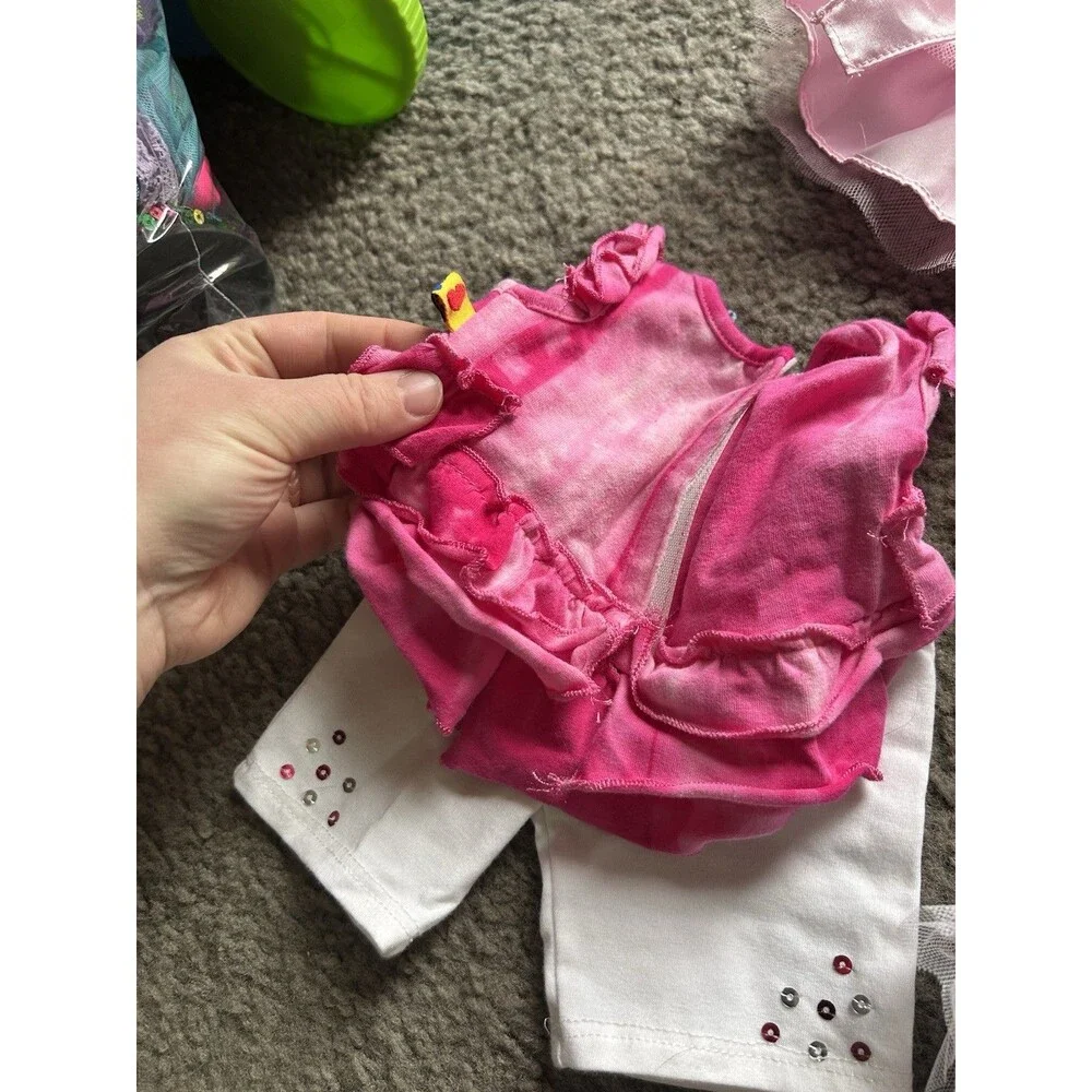6 Piece Build A Bear Girls Summer Spring Clothing Lot Pink, Red, White